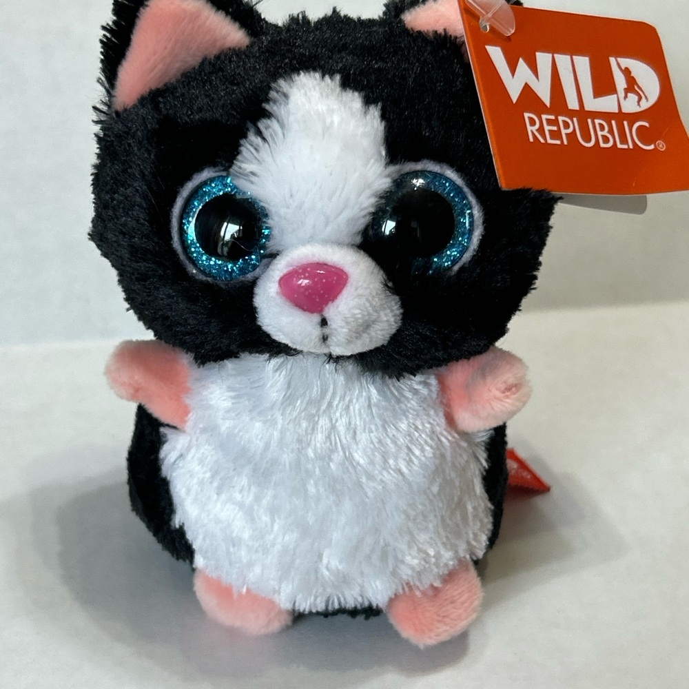 Wild Republic Black and White Plush Cat